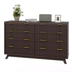Commode, 54 pouces de large, 8 tiroirs cannelés, meuble de rangement moderne en bois, organisateur de placard et meuble TV
