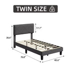 Cadre de lit avec tête de lit capitonnée, sommier tapissier double avec support de lattes en bois, assemblage facile, aucun sommier tapissier requis