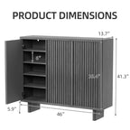 Meuble à chaussures rustique à 5 niveaux avec porte cannelée, banc de rangement de 117 cm pour entrée, salon ou hall