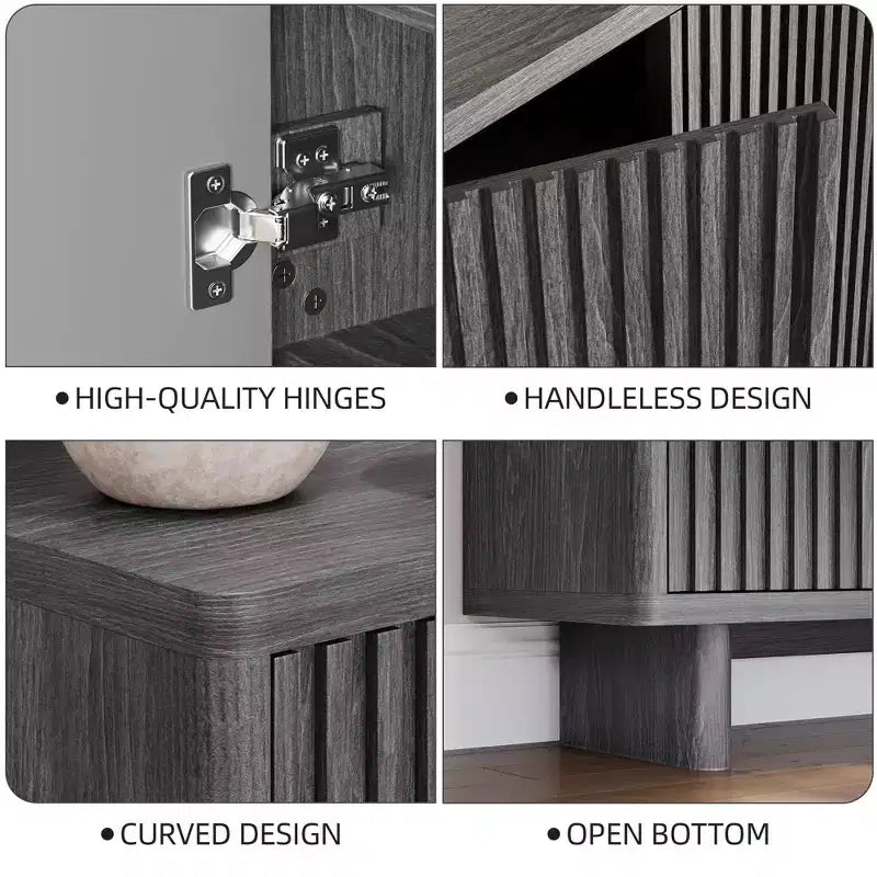 Meuble à chaussures rustique à 5 niveaux avec porte cannelée, banc de rangement de 117 cm pour entrée, salon ou hall