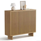 Meuble à chaussures rustique à 5 niveaux avec porte cannelée, banc de rangement de 117 cm pour entrée, salon ou hall