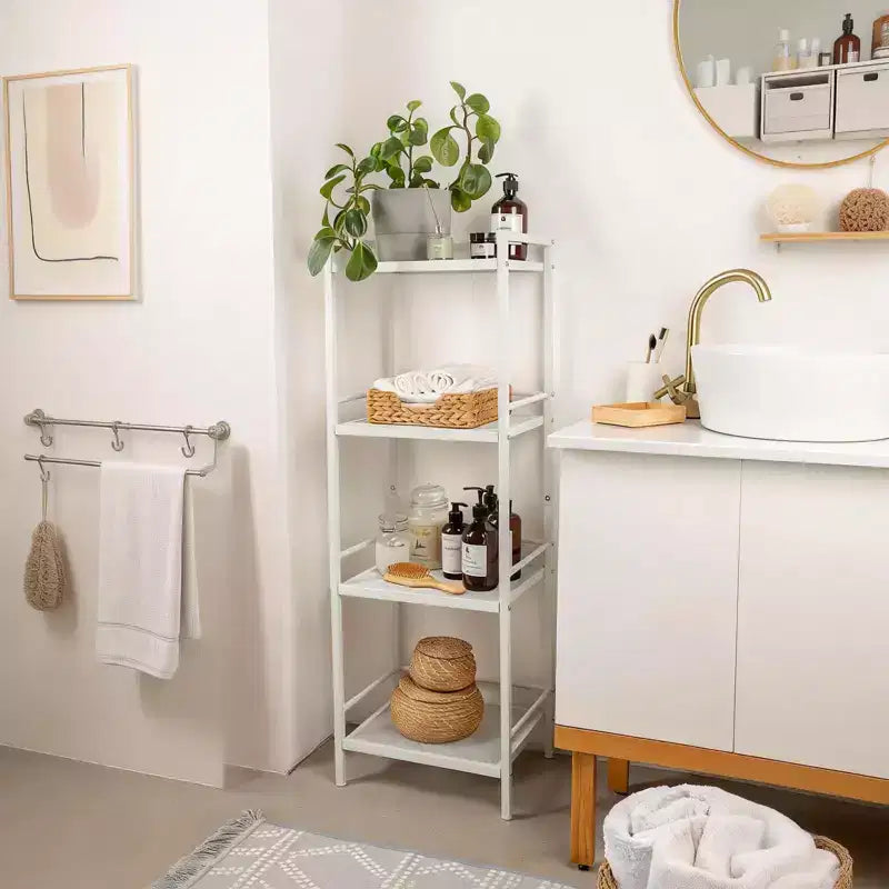 Étagère de Rangement 3 ou 4 Niveaux, Étagère Murale Évolutive, Unité de Rangement pour Salle de Bain, Salon, Chambre, Bureau