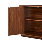 JVNOXK Buffet meuble de rangement meuble TV avec motif vague Buffet Armoire en bois à rayures verticales pour entrée. Noyer