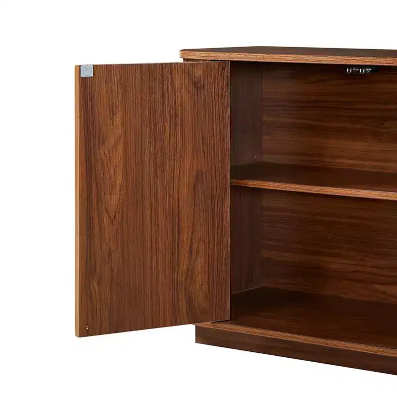 JVNOXK Buffet meuble de rangement meuble TV avec motif vague Buffet Armoire en bois à rayures verticales pour entrée. Noyer