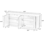 JVNOXK Buffet meuble de rangement meuble TV avec motif vague Buffet Armoire en bois à rayures verticales pour entrée. Noyer