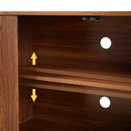 JVNOXK Buffet meuble de rangement meuble TV avec motif vague Buffet Armoire en bois à rayures verticales pour entrée. Noyer