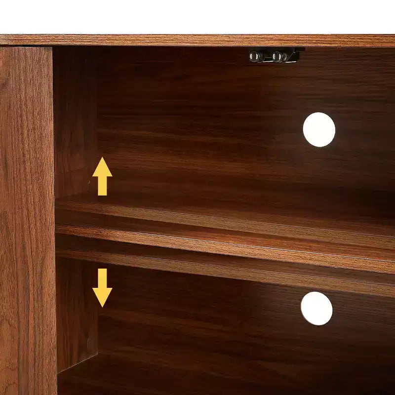 JVNOXK Buffet meuble de rangement meuble TV avec motif vague Buffet Armoire en bois à rayures verticales pour entrée. Noyer