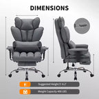 Fauteuil de bureau grande taille avec repose-pieds, Fauteuil de direction à dossier haut, Inclinaison à 155°, Coussin de soutien lombaire, Fauteuil de jeu en similicuir pour la maison