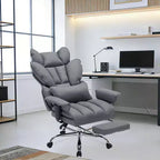 Fauteuil de bureau grande taille avec repose-pieds, Fauteuil de direction à dossier haut, Inclinaison à 155°, Coussin de soutien lombaire, Fauteuil de jeu en similicuir pour la maison