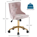 VINGLI Chaise de bureau sans accoudoirs en velours, jolie chaise de coiffeuse/maquillage rembourrée avec dossier pour chambre à coucher et pour femmes/filles