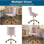 VINGLI Chaise de bureau sans accoudoirs en velours, jolie chaise de coiffeuse/maquillage rembourrée avec dossier pour chambre à coucher et pour femmes/filles