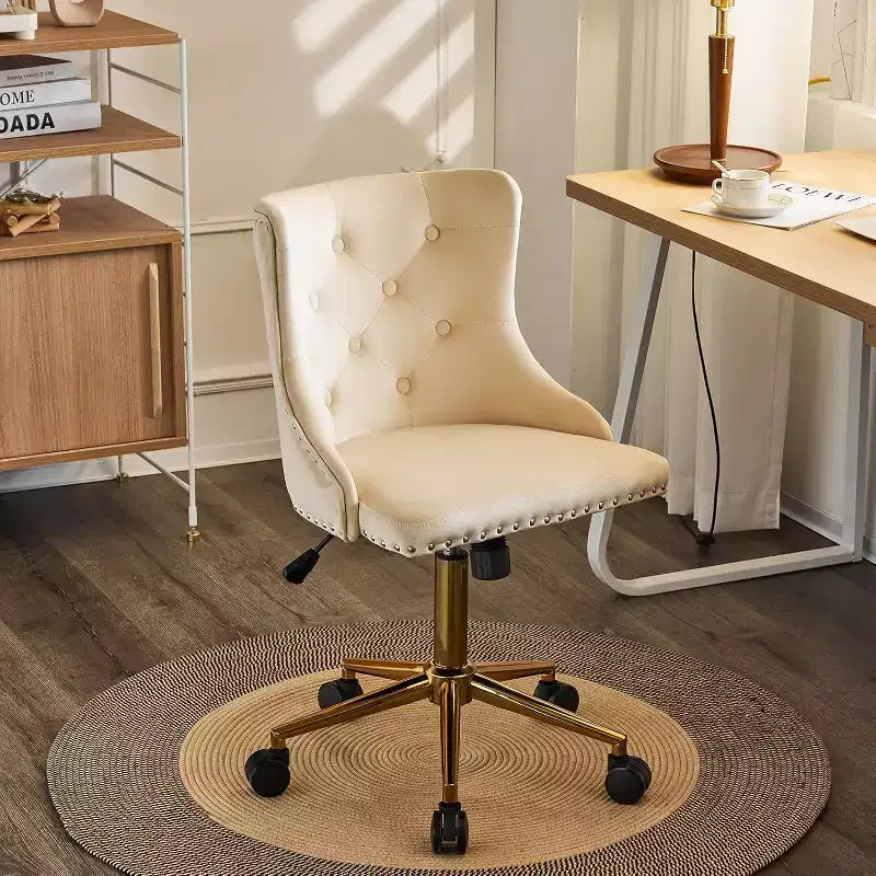 VINGLI Chaise de bureau sans accoudoirs en velours, jolie chaise de coiffeuse/maquillage rembourrée avec dossier pour chambre à coucher et pour femmes/filles