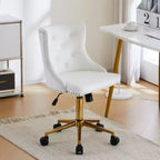 VINGLI Chaise de bureau sans accoudoirs en velours, jolie chaise de coiffeuse/maquillage rembourrée avec dossier pour chambre à coucher et pour femmes/filles
