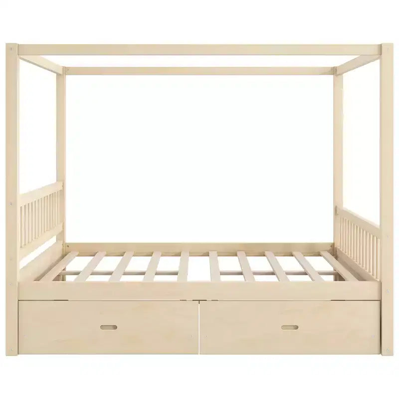 Lit plateforme à baldaquin moderne en bois Luxystar avec 2 tiroirs de rangement