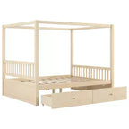 Lit plateforme à baldaquin moderne en bois Luxystar avec 2 tiroirs de rangement