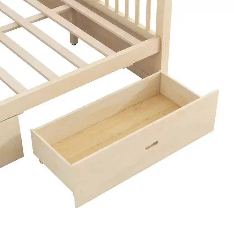 Lit plateforme à baldaquin moderne en bois Luxystar avec 2 tiroirs de rangement