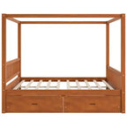 Lit plateforme à baldaquin moderne en bois Luxystar avec 2 tiroirs de rangement