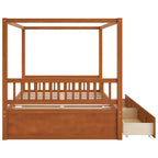 Lit plateforme à baldaquin moderne en bois Luxystar avec 2 tiroirs de rangement