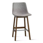 Lot de 2 tabourets de bar modernes du milieu du siècle avec dossiers, chaises hautes rembourrées de 71 cm avec pieds en bois massif - Panipeachy