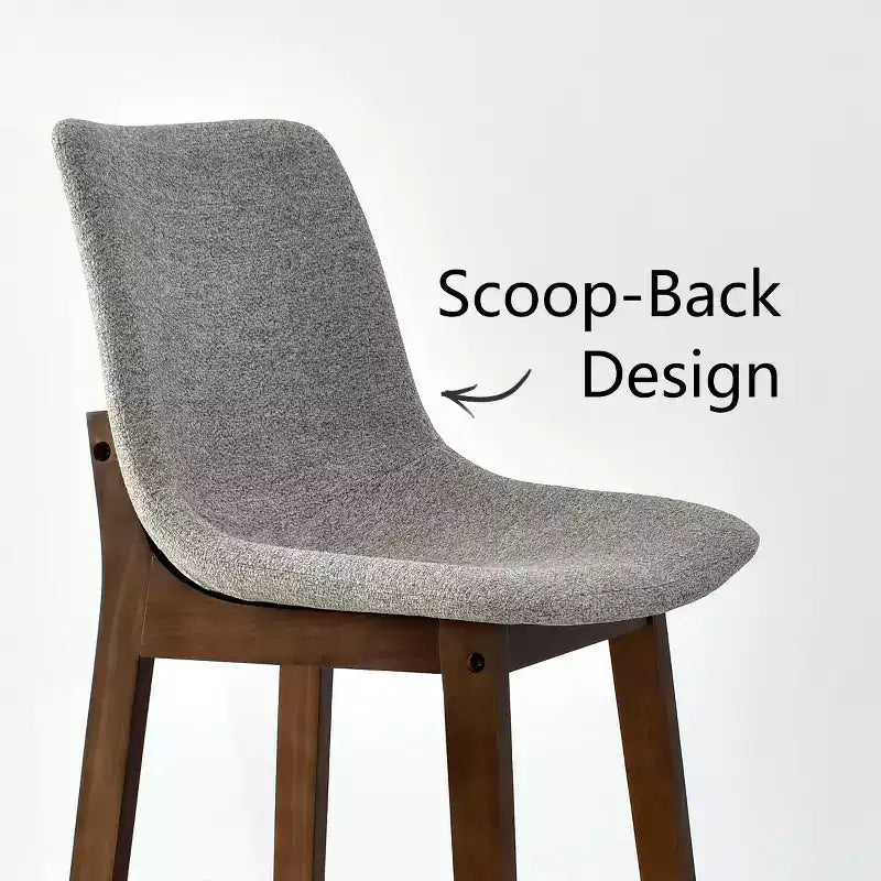 Lot de 2 tabourets de bar modernes du milieu du siècle avec dossiers, chaises hautes rembourrées de 71 cm avec pieds en bois massif - Panipeachy