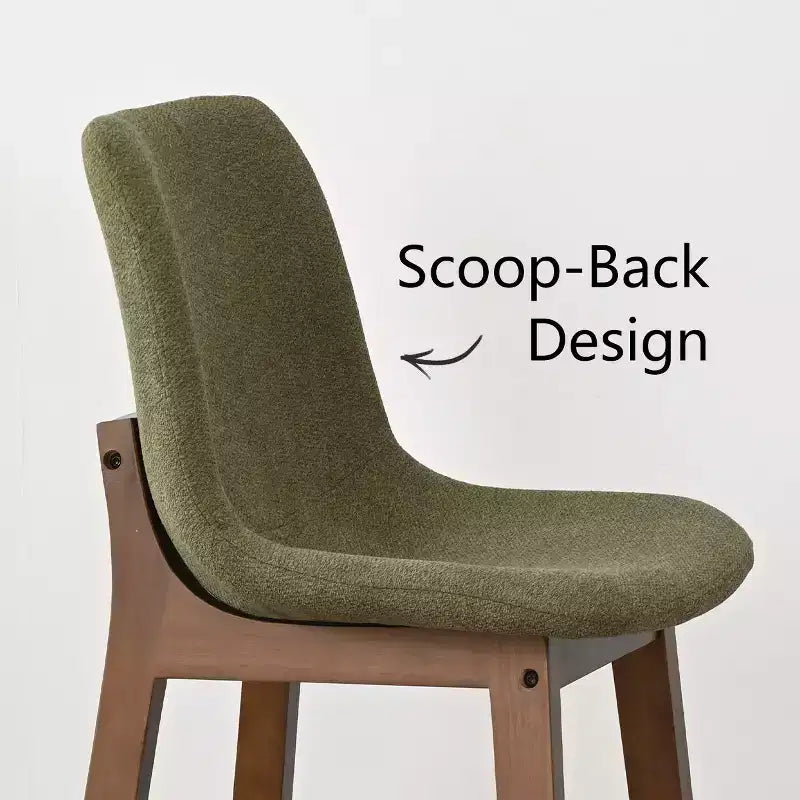 Lot de 2 tabourets de bar modernes du milieu du siècle avec dossiers, chaises hautes rembourrées de 71 cm avec pieds en bois massif - Panipeachy
