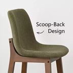 Lot de 2 tabourets de bar modernes du milieu du siècle avec dossiers, chaises hautes rembourrées de 71 cm avec pieds en bois massif - Panipeachy