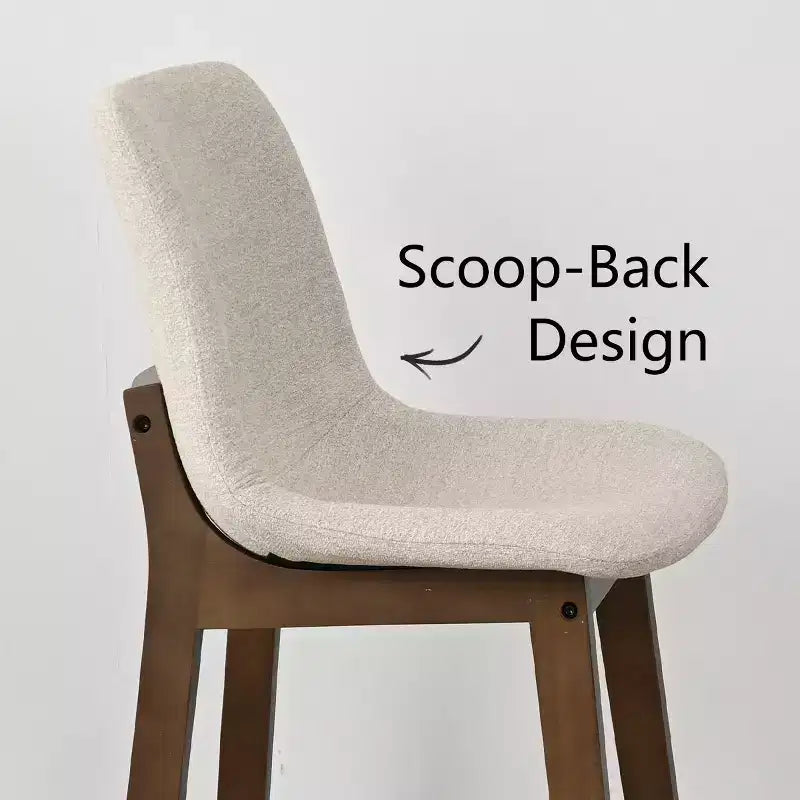 Lot de 2 tabourets de bar modernes du milieu du siècle avec dossiers, chaises hautes rembourrées de 71 cm avec pieds en bois massif - Panipeachy
