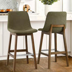 Lot de 2 tabourets de bar modernes du milieu du siècle avec dossiers, chaises hautes rembourrées de 71 cm avec pieds en bois massif - Panipeachy
