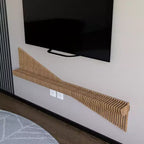 Étagère TV flottante Sierra BATAMEX Parametric 60 pouces Unité murale géométrique moderne en bois Décor Chêne naturel Couleur Ondulée 3D Étagère de salon