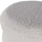 Pouf décoratif texturé côtelé avec pieds boules - Chaise d'appoint moderne pour coiffeuse, chambre et salon - 18, Ivoire