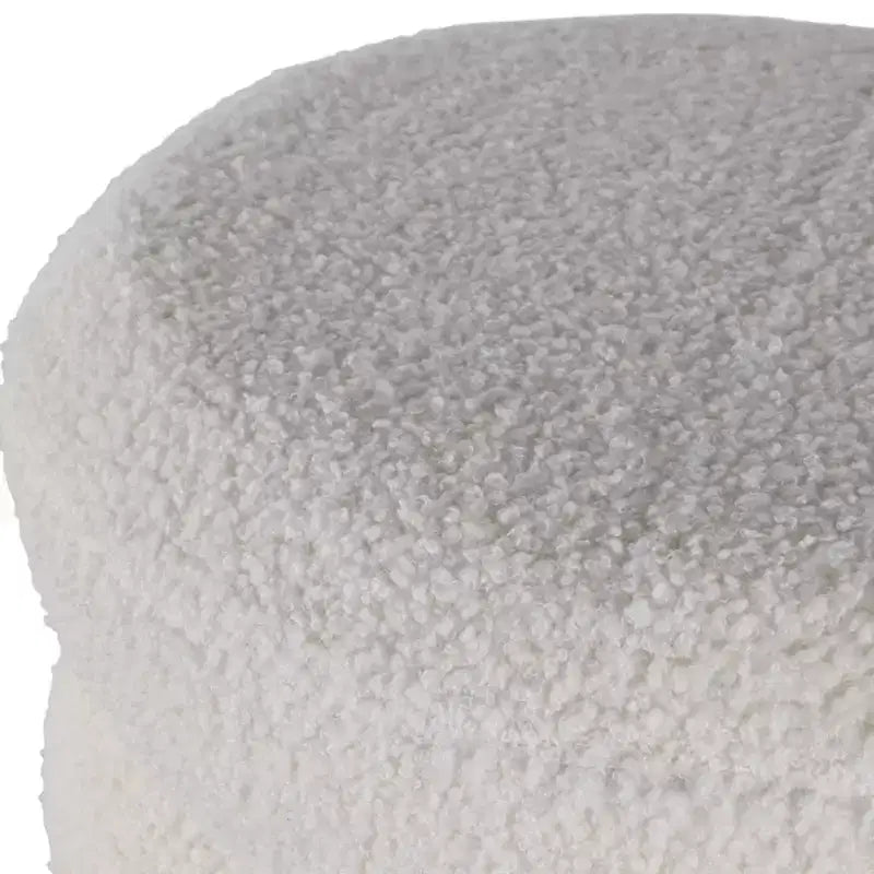 Pouf décoratif texturé côtelé avec pieds boules - Chaise d'appoint moderne pour coiffeuse, chambre et salon - 18, Ivoire