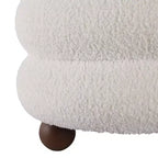 Pouf décoratif texturé côtelé avec pieds boules - Chaise d'appoint moderne pour coiffeuse, chambre et salon - 18, Ivoire