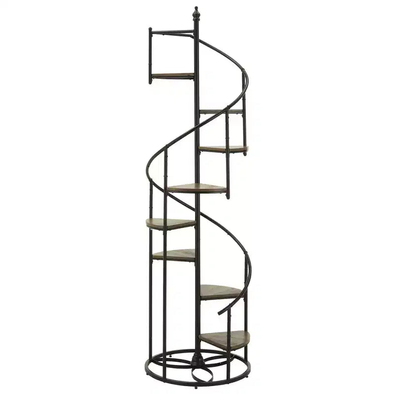 Chelsey Black Finish Metal Spiral Staircase Display Shelf - Black - iNSPIRE Q