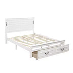 Lit et cadre de lit en bois Whisen Queen avec tête et pied de lit à panneau haut, 2 tiroirs de rangement
