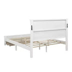 Lit et cadre de lit en bois Whisen Queen avec tête et pied de lit à panneau haut, 2 tiroirs de rangement