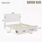 Lit et cadre de lit en bois Whisen Queen avec tête et pied de lit à panneau haut, 2 tiroirs de rangement
