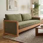 Canapé 3 places Christopher Knight Home Emanuelle de 77,8 po en bois d'hévéa moderne avec revêtement en chenille