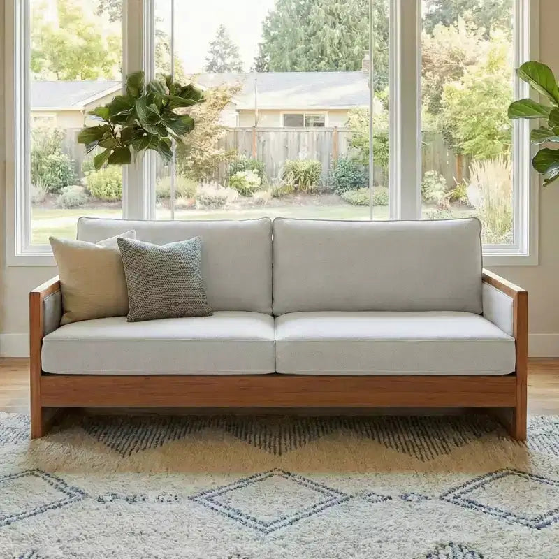 Canapé 3 places Christopher Knight Home Emanuelle de 77,8 po en bois d'hévéa moderne avec revêtement en chenille