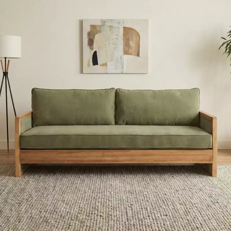 Canapé 3 places Christopher Knight Home Emanuelle de 77,8 po en bois d'hévéa moderne avec revêtement en chenille