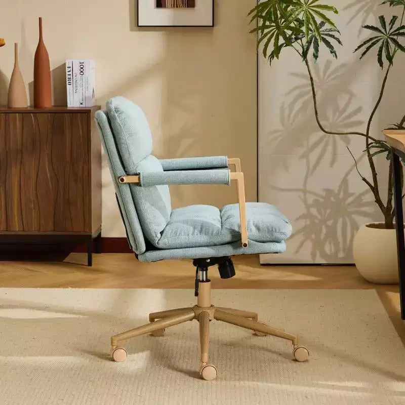 Karl Home Fauteuil moderne rembourré, chaise de bureau ergonomique avec hauteur réglable, pivotant à 360°, roulettes, chaise d'appoint coiffeuse
