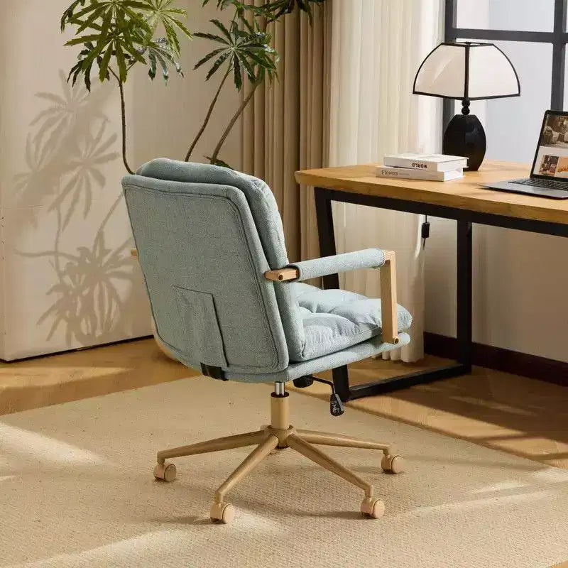 Karl Home Fauteuil moderne rembourré, chaise de bureau ergonomique avec hauteur réglable, pivotant à 360°, roulettes, chaise d'appoint coiffeuse
