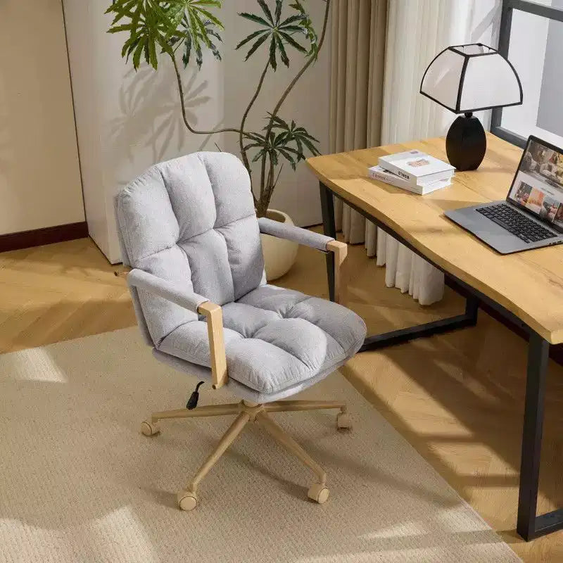 Karl Home Fauteuil moderne rembourré, chaise de bureau ergonomique avec hauteur réglable, pivotant à 360°, roulettes, chaise d'appoint coiffeuse
