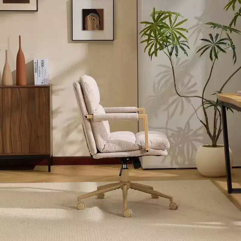 Karl Home Fauteuil moderne rembourré, chaise de bureau ergonomique avec hauteur réglable, pivotant à 360°, roulettes, chaise d'appoint coiffeuse