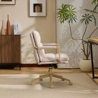 Karl Home Fauteuil moderne rembourré, chaise de bureau ergonomique avec hauteur réglable, pivotant à 360°, roulettes, chaise d'appoint coiffeuse