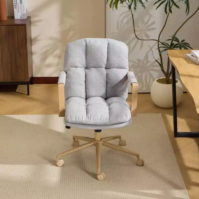 Karl Home Fauteuil moderne rembourré, chaise de bureau ergonomique avec hauteur réglable, pivotant à 360°, roulettes, chaise d'appoint coiffeuse