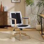 Karl Home Fauteuil moderne rembourré, chaise de bureau ergonomique avec hauteur réglable, pivotant à 360°, roulettes, chaise d'appoint coiffeuse