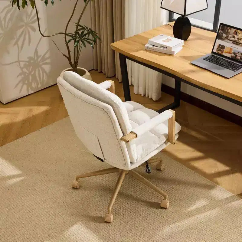 Karl Home Fauteuil moderne rembourré, chaise de bureau ergonomique avec hauteur réglable, pivotant à 360°, roulettes, chaise d'appoint coiffeuse