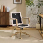 Karl Home Fauteuil moderne rembourré, chaise de bureau ergonomique avec hauteur réglable, pivotant à 360°, roulettes, chaise d'appoint coiffeuse