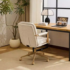 Karl Home Fauteuil moderne rembourré, chaise de bureau ergonomique avec hauteur réglable, pivotant à 360°, roulettes, chaise d'appoint coiffeuse