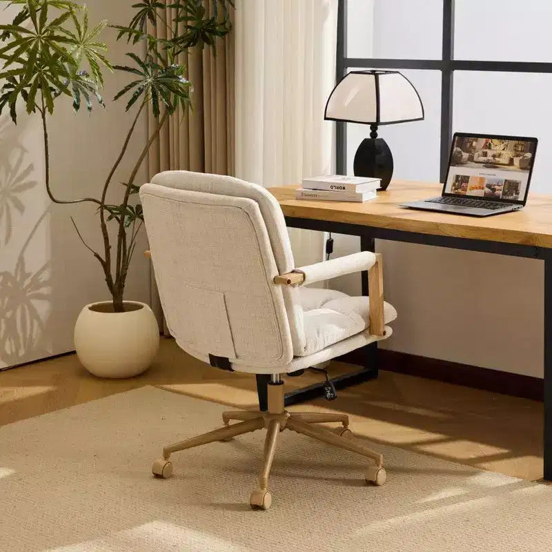 Karl Home Fauteuil moderne rembourré, chaise de bureau ergonomique avec hauteur réglable, pivotant à 360°, roulettes, chaise d'appoint coiffeuse